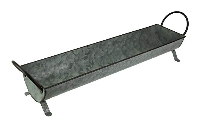 Metal Planters Galvanized Metal Farmhouse Chicken Feeder Planter 29.25 X 7 X 6.5 Inches Gray