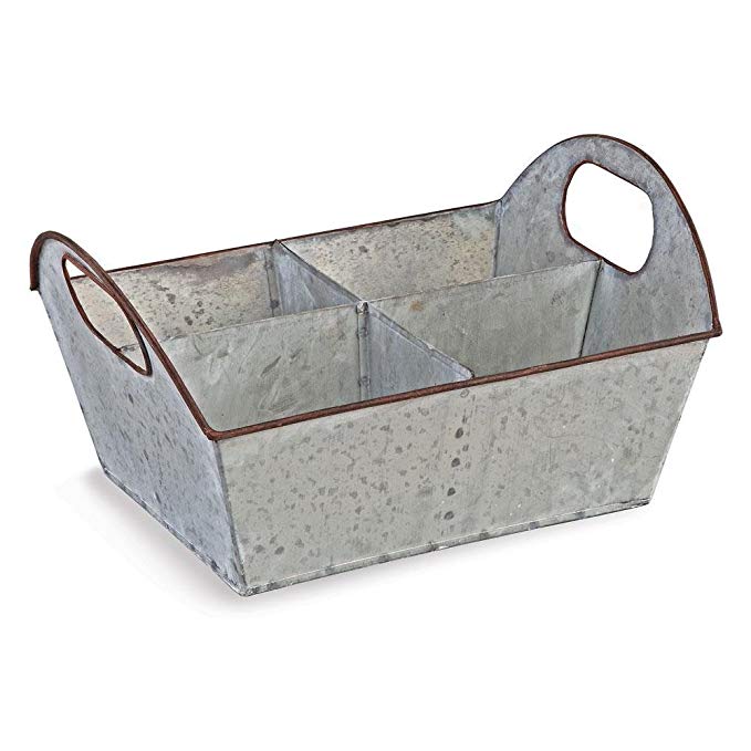 HERB CADDY ANTIQUE FINISH GALVANIZED ZINC