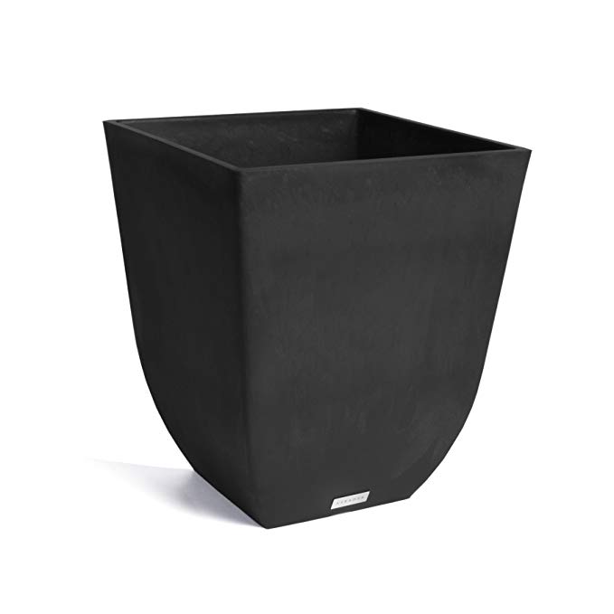 Veradek Sierra Square Garden Planter, 18-Inch Height by 15.5-Inch Width, Black (SV18B)