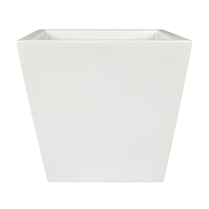 Saratoga Square Fiberglass Planter Box, White, 8 Inch