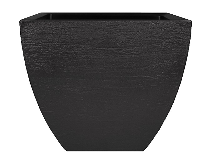 Tusco Products MSQ16BK Modern Square Garden Planter, 16-Inch, Black