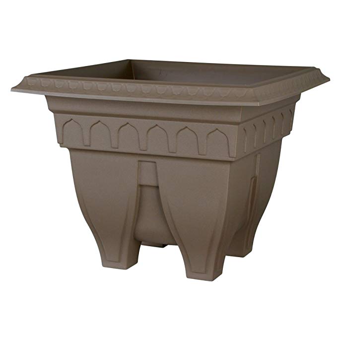 DCN Plastic 1415CA Azura Square Patio Planter, Cappuccino