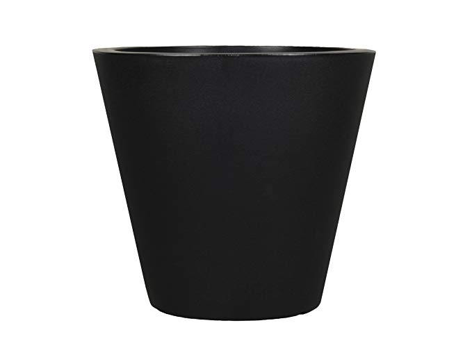 Tusco Products CR20BK Cosmopolitan Round Garden Planter, 20 by 12-Inch, Black