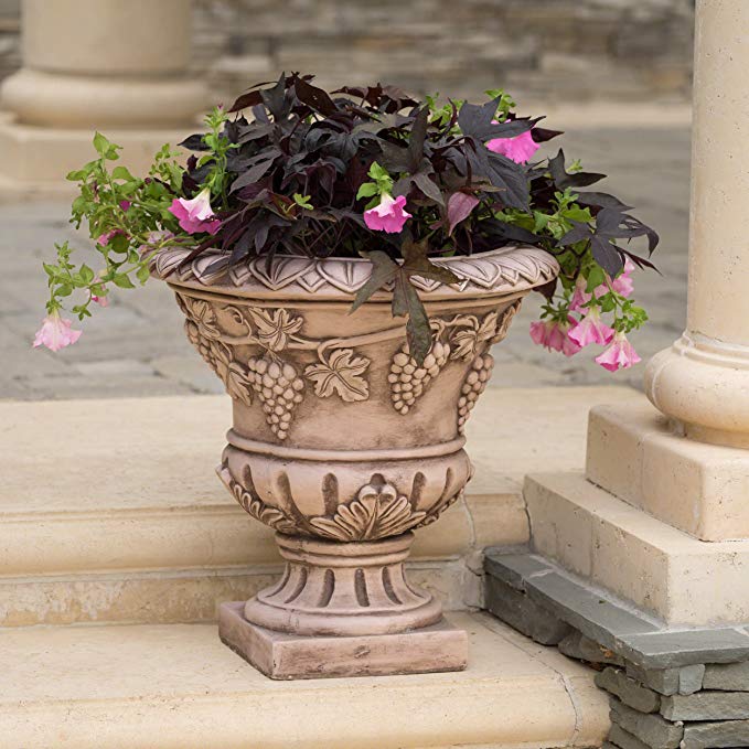 Great Deal Furniture Porta Light Brown Roman Urn Planter