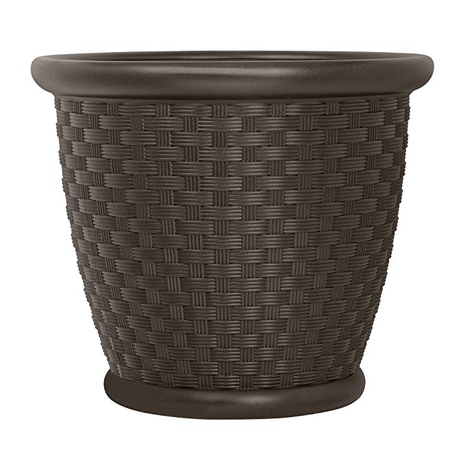 Suncast P222105B94 Resin Wicker Planter, 22