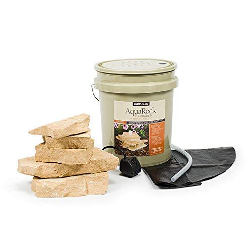 Aquascape AquaRock Water Fountain Kit for Landscape and Garden, Sandstone, Includes Real Stone, 5-Gallon | 97068