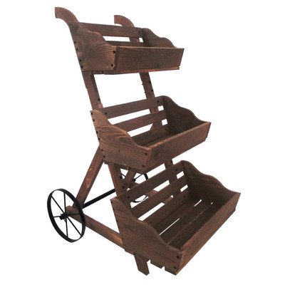 Charred 3 Tiered Garden Cart Planter