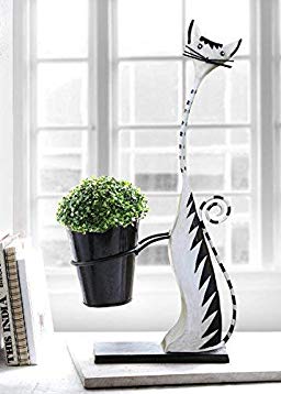 Decorative Metal Home Garden Planter Indoor Outdoor Flower Pot Distinctive Shape Style Unique Planters (Cat)