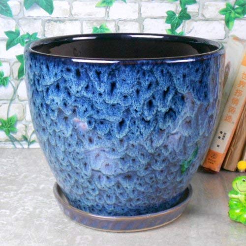 Ceramic Home/Garden Modern Fashion Large Flower Planter Pot with Saucer/Tray,Outside Peacock Pattern