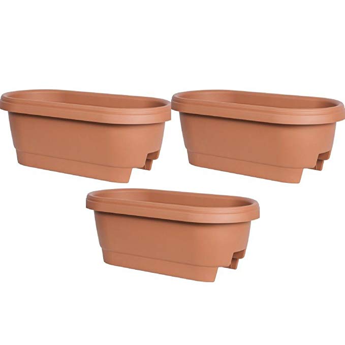 Bloem Deck Rail Planter 24 inch Terra Cotta, Pack of 3