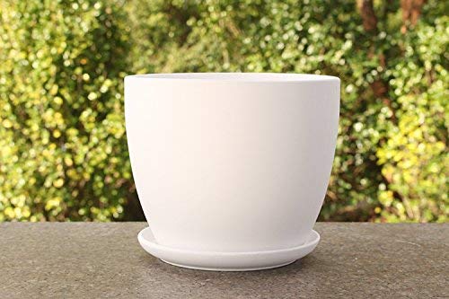 Ceramic Pure White Home/ Garden Round Flower Planter Pot with Saucer Tray