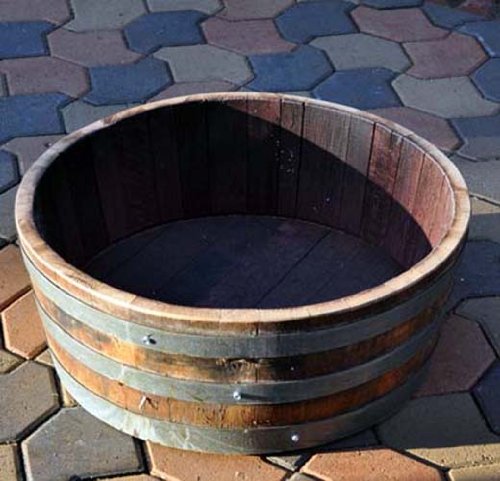 Water Tight Shallow Wine Barrel Planter, 26