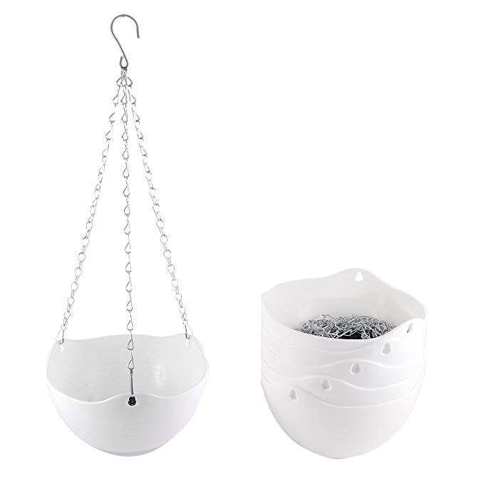 uxcell Plastic Home Garden Decor Hanging Flower Plant Planter Pot 6pcs White