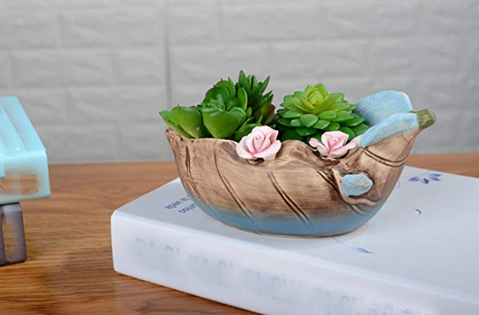 Better-Way Bird Pot Ceramic Succulent Plant Pot Cactus Planter Flower Pot Container Planter Animal Decorative Pots Indoor (6.3 inch)