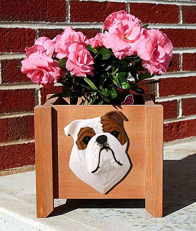 Bulldog Planter Flower Pot Red