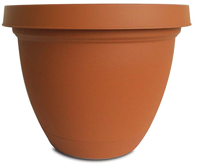 Akro-Mils Infinity Planter with Attached Saucer, 16-Inch, Clay