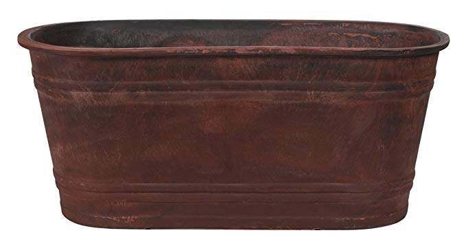 Hills Imports Recycled Composite Planter, 26-Inch, Oval Teak Wood