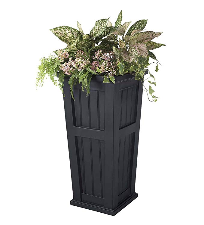 Plow & Hearth 52234-BK Tall Planter, 15.5