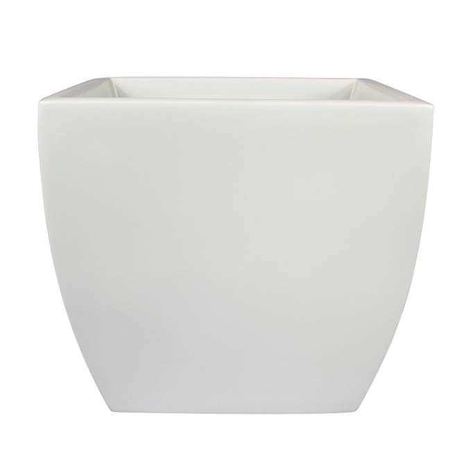 Pacifica Square Curved Fiberglass Planter, White, 12 Inch