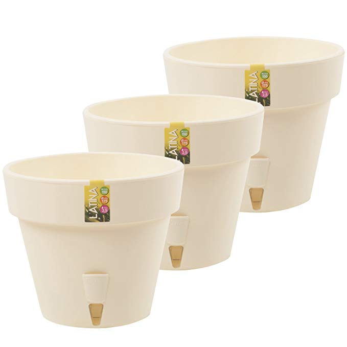 Santino Self Watering Planters Set of 3 flower pots LATINA 9.2 Inch Cream Color