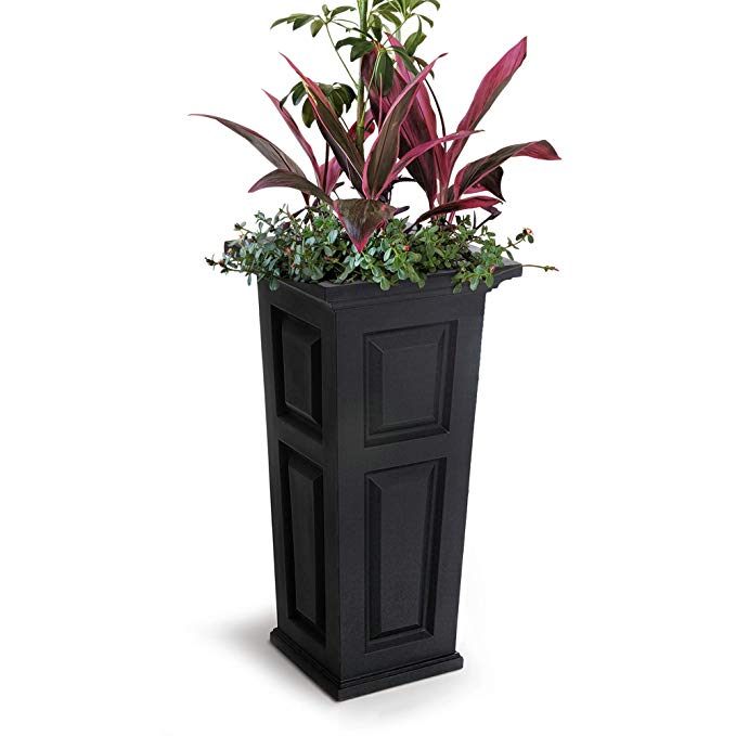 Mayne 4833B Nantucket Tall Planter, 15.5 by 15.5 by 32-Inch, Black