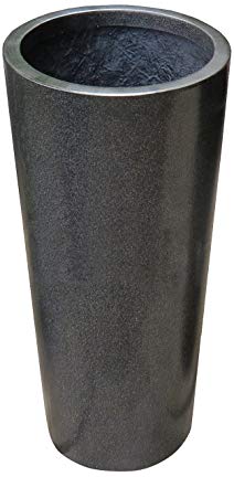 Algreen Acerra 8.75 by 16-Inch Round Planter Pot, Small, Black Granite