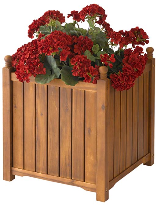 DMC Products 70417 20-Inch Lexington Square Solid Wood Planter, Teak Oil