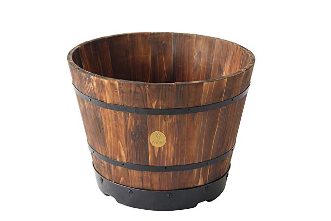 Vegtrug Barrel Planter Large 55cm Burnt Oak Finish