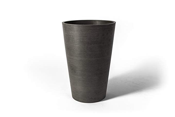 Algreen Valencia Round Planter Pot, 12.25 by 18-Inch, Textured Charcoal