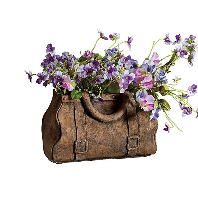 Gladstone Bag Planter - Satchel Handbag Shaped Cast Cement Flower Planter