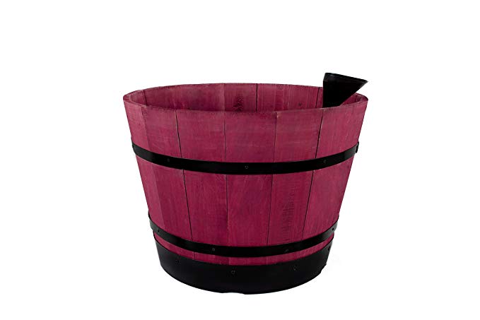 VYTAL Self-Watering Wood Barrel Planter 17” W x 14