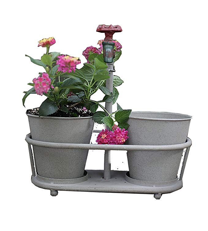 Creative Co-op Metal Planters with Faucet Holder