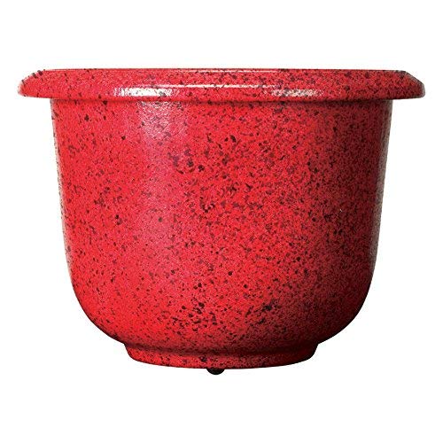 Novelty Round Glazetone Planter, 14-Inch, Fire Red