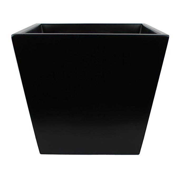 Saratoga Square Fiberglass Planter Box, Black, 13 Inch