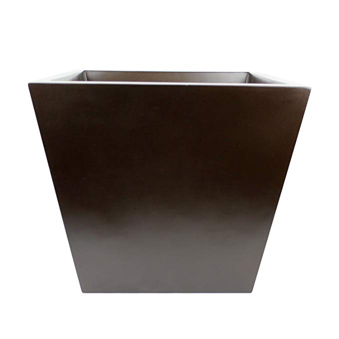 Saratoga Square Fiberglass Planter Box, Brown, 10 Inch