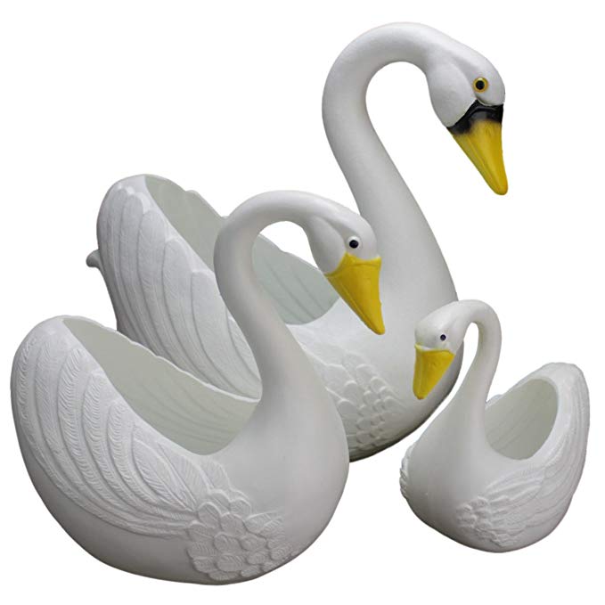 White Swan Planter 3 piece Set: Classic Union Products Yard Decorations - Made in the USA!