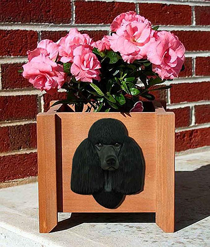 Poodle Planter Flower Pot Black