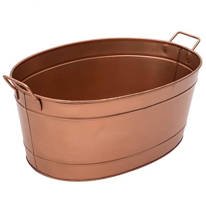 Achla Designs Oval Copper Plated Galvanized Tub