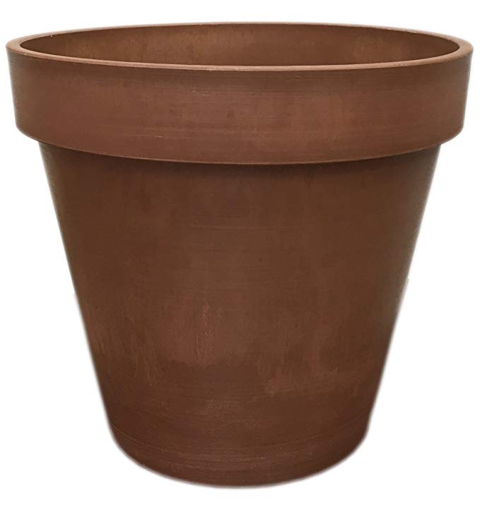 Spigo Contemporary UV-Protected Resin Flower Pot, 14 Inches, Terracotta