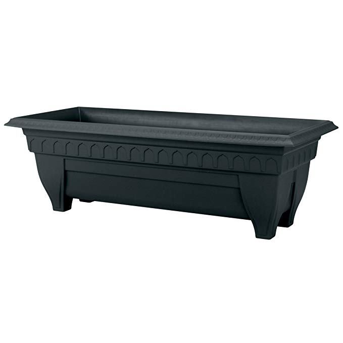 DCN Plastic 1427BK Azura Rectangle Patio Planter, Black