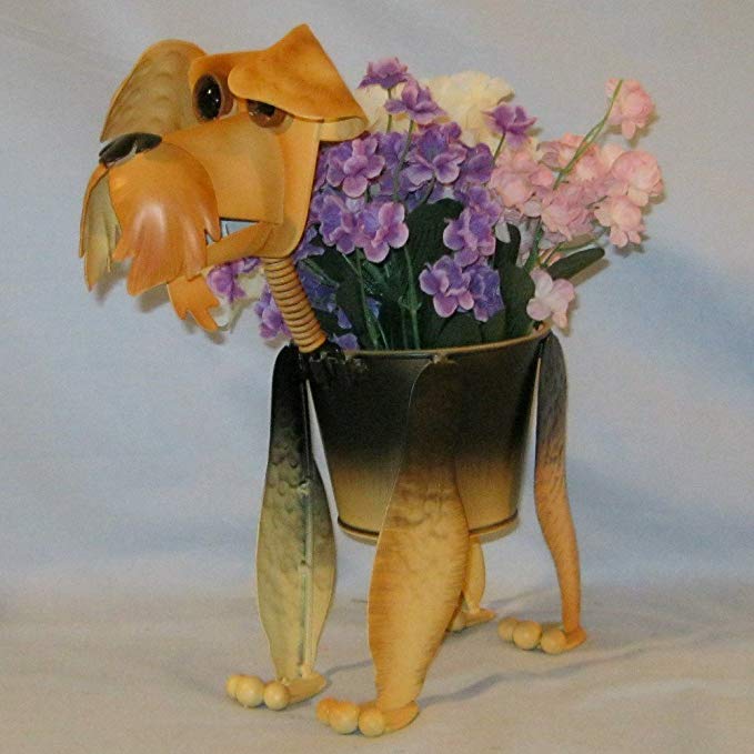 Mini Airedale Painted Metal Planter