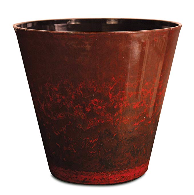 Listo CeramaStone Resin Pottery Planter, 19-Inch, Fireball Red with Gloss