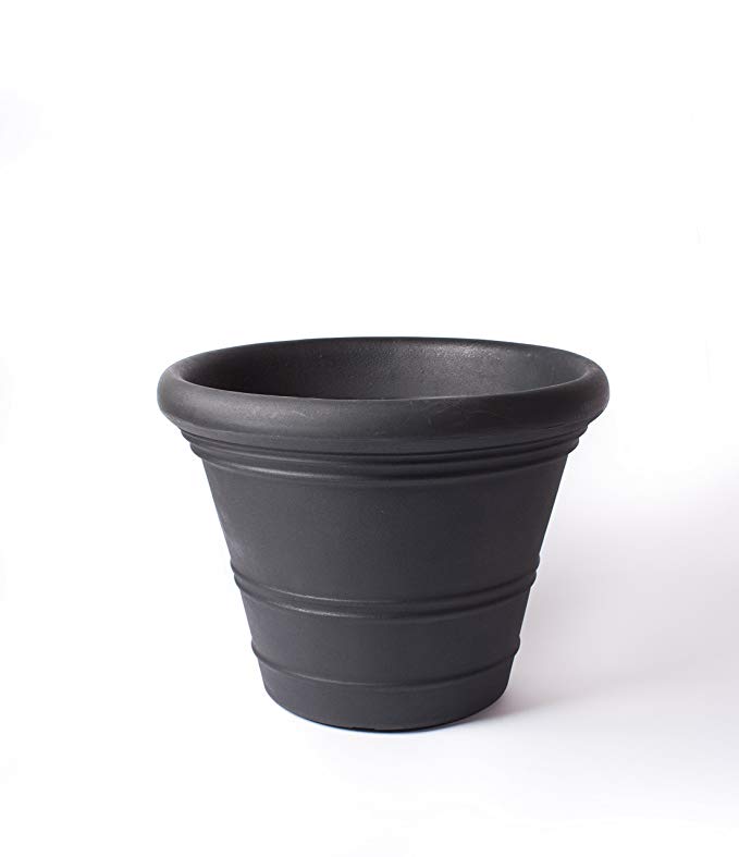 Veradek Riviera Outdoor Planter, 14-Inch Height by 18-Inch Diameter, Black (RIV18B)