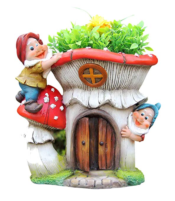 SINTECHNO SNF91187-2 Cute Gnomes with Mushroom House Flower Planter