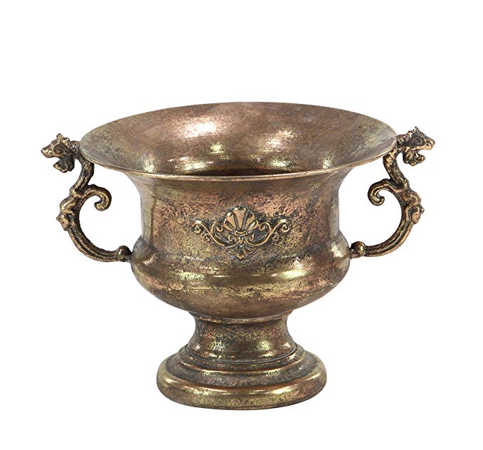 Deco 79 29552 Planter, Tarnished Brass