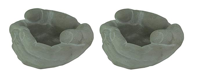 Cement Planters Small Helping Hands Cement Planter Set of 2 7 X 3.5 X 6.25 Inches Gray