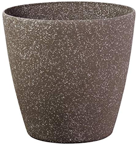 Stone Light SL Series Cast Stone Round Planter, 14-Inch, Mocha Sandstone, 6-Pack