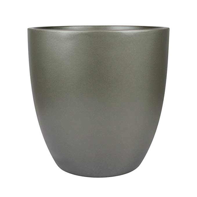 Napa Round Cylinder Fiberglass Planter, Grey, 13.5 Inch