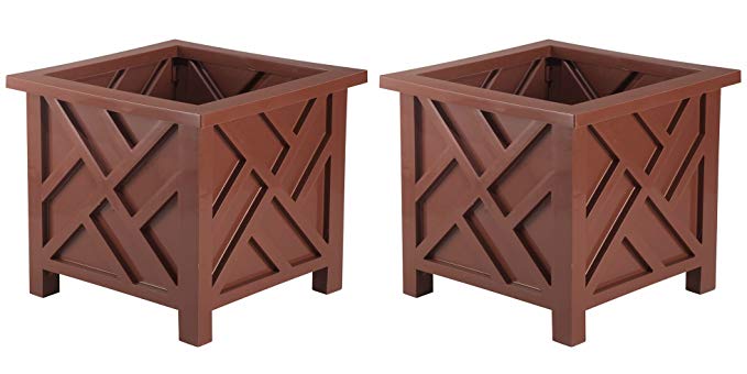 Classic Outdoor Set of 2 - Chippendale Flower Pot Planters - 15