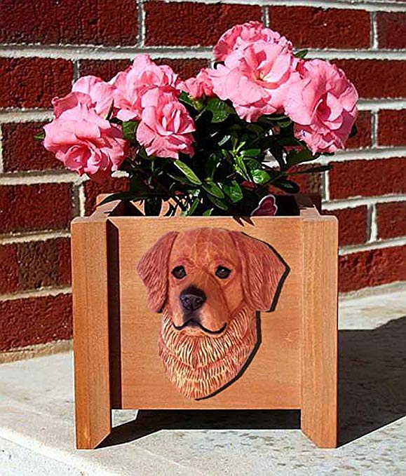 Golden Retriever Planter Flower Pot Dark